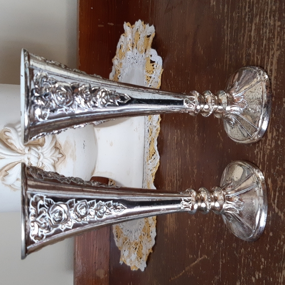 Vintage Silverplate Bud Vases - Picture 5 of 6